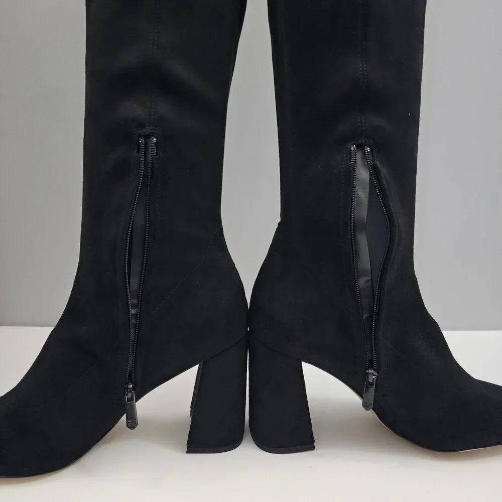 Sam Edelman Black Over-The-Knee Block Heel Boots